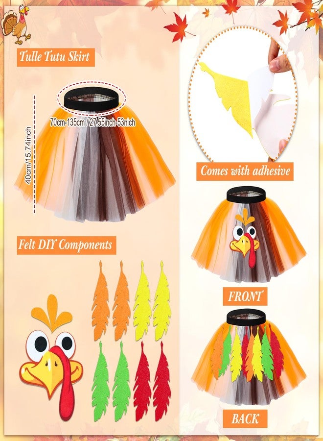 Vicenpal Thanksgiving Turkey Costumes Set for Women Thanksgiving Tutu Turkey Headband and Sock for Cosplay Party(Beige,Classic) - Image 3